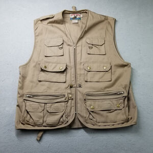 Moose Creek Fishing Vest Mens Size XL Brown Fly Fish Pockets Utility